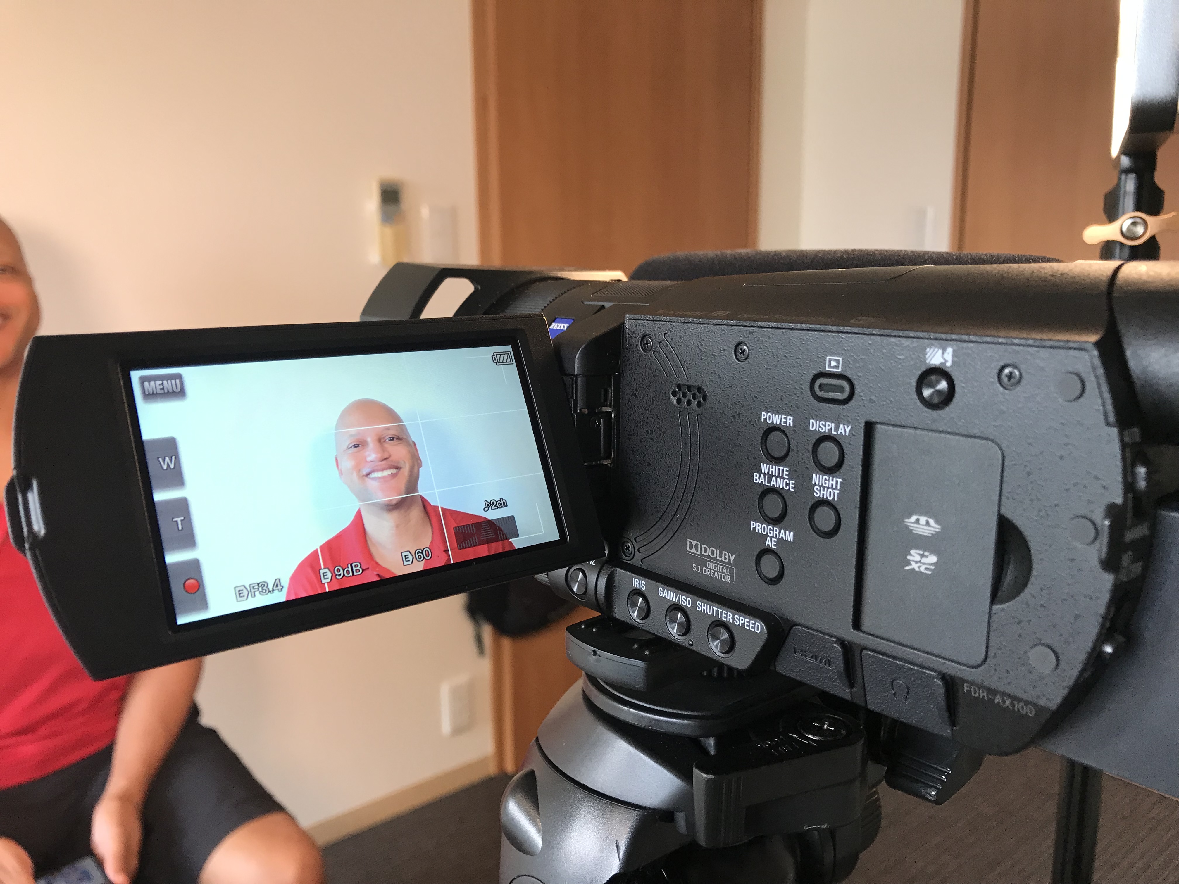 Camera setup during an interview production